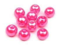Voskované perly skleněné, koule 6 mm, 50 ks -růžová ostrá