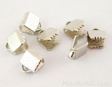 Koncovka na stuhu 8x6 mm, 50 ks - starostříbrná