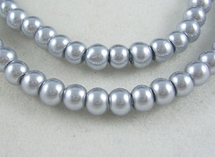 Voskované perly skleněné, koule 12 mm, 50ks - stříbrná