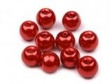 Voskované perly skleněné, koule 8 mm, 100 ks - červená tm.