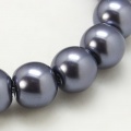 Voskované perly skleněné, koule 6 mm, 50 ks - antracitová